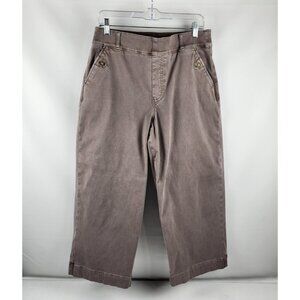 Spanx Jeans Womens 1X Brown Stretch Twill Pull on Crop Pants (34x26) 20312R